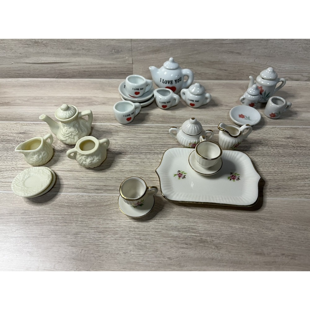Miniature Porcelain Tea Set Dollhouse Child Play Vintage Assorted Lot